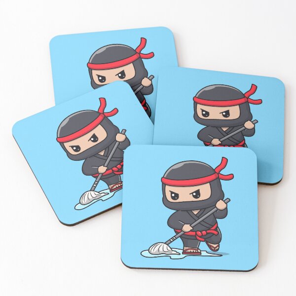 Item preview, Cute Ninja Cleaning Floor with Mop Cartoon Vector Icon - Adorable People and Holiday Illustration designed and sold by hjian8219.