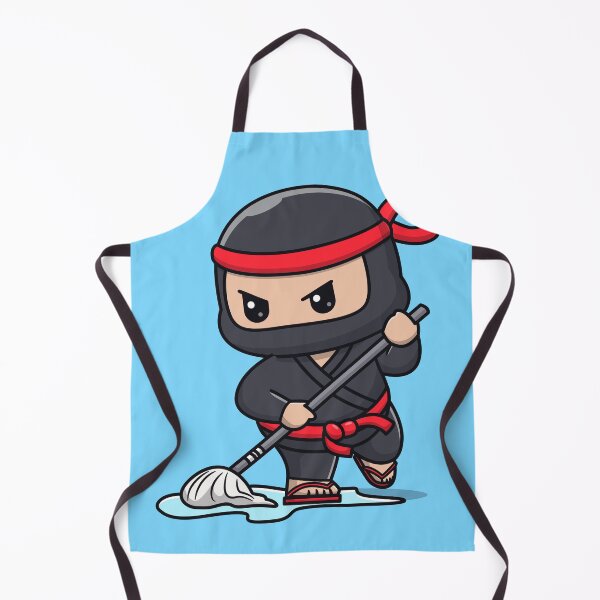 Item preview, Cute Ninja Cleaning Floor with Mop Cartoon Vector Icon - Adorable People and Holiday Illustration designed and sold by hjian8219.