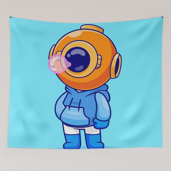 Item preview, Cute Diver Blowing Gum with Hoodie Cartoon Vector Icon - Adorable Science and Fashion Illustration designed and sold by hjian8219.