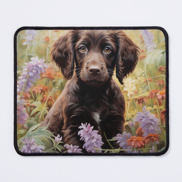 Item preview, Boykin Spaniel Puppy in a flower garden designed and sold by Samuelsboro.