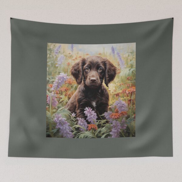 Item preview, Boykin Spaniel Puppy in a flower garden designed and sold by Samuelsboro.
