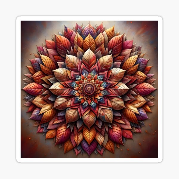 3D effect Leaf Intricate Mandala Texture Sticker