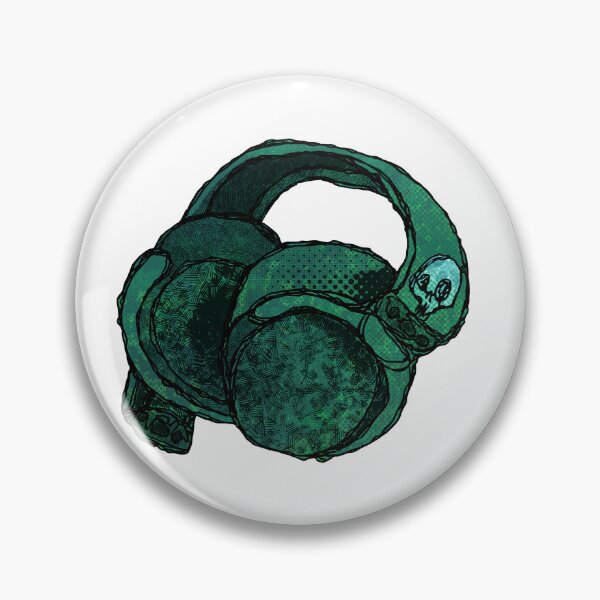Item preview, Auriculares Contour Line Verde Bosque con Calavera designed and sold by cj sketches.