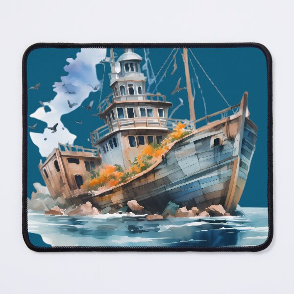 Item preview, Ocean Shipwreck Watercolor designed and sold by BeachBreezyVA.
