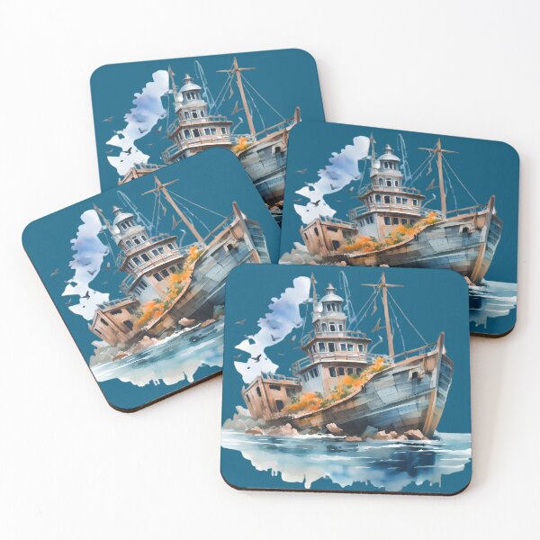 Item preview, Ocean Shipwreck Watercolor designed and sold by BeachBreezyVA.