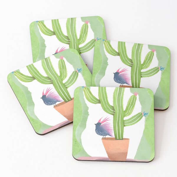 Item preview, Blooming cactus and bird designed and sold by seahorse crossing.
