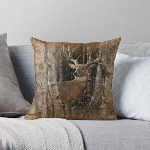 Deer "Birchwood Buck" Throw Pillow
