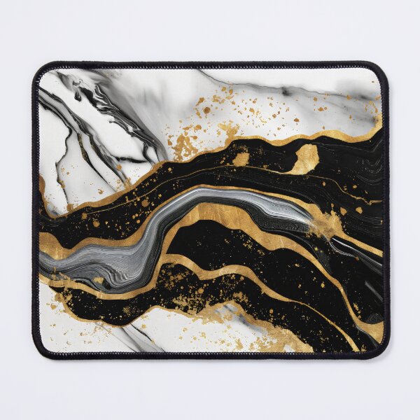 Item preview, Aesthetic desk mat Marble Pattern Black, Gold and White Mousepad  designed and sold by Mousetopia.