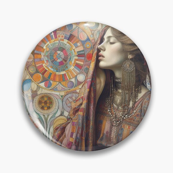 Item preview, Portrait of a Hippie Woman - Klimt 13 designed and sold by Kallak-AI-Art.