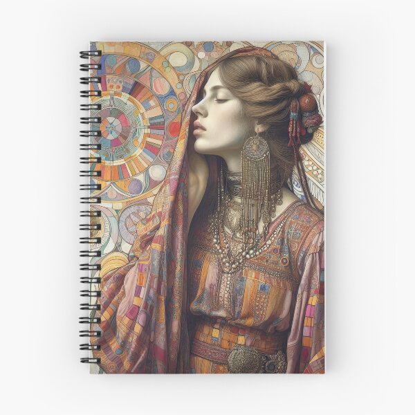 Item preview, Portrait of a Hippie Woman - Klimt 13 designed and sold by Kallak-AI-Art.