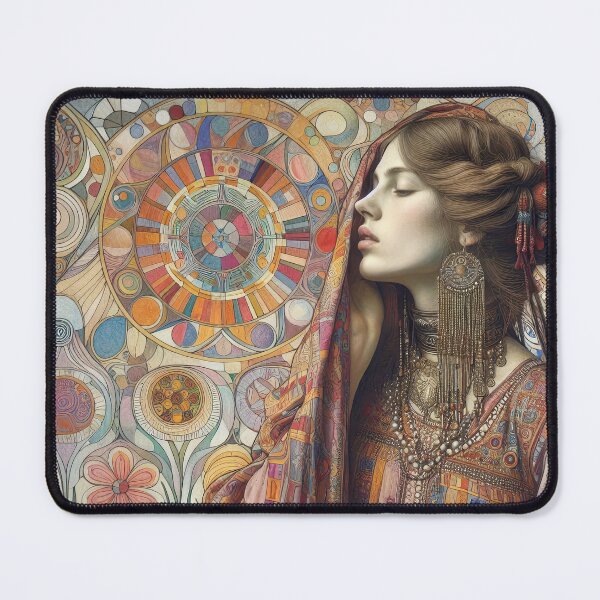 Item preview, Portrait of a Hippie Woman - Klimt 13 designed and sold by Kallak-AI-Art.
