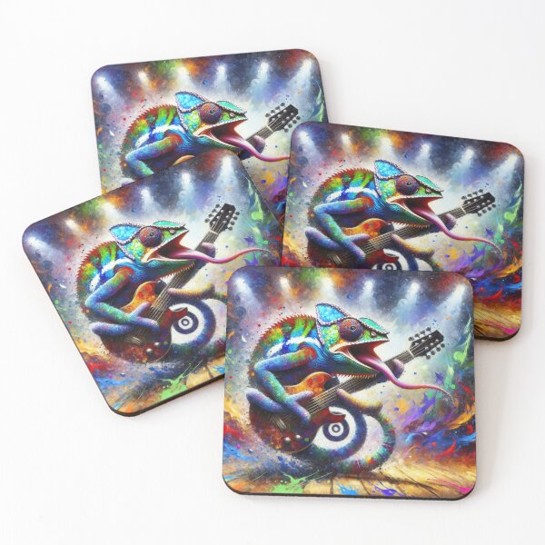 Item preview, Chameleon Rock Star, Splatter Paint Art, Electric Guitar designed and sold by DroopysDesigns.