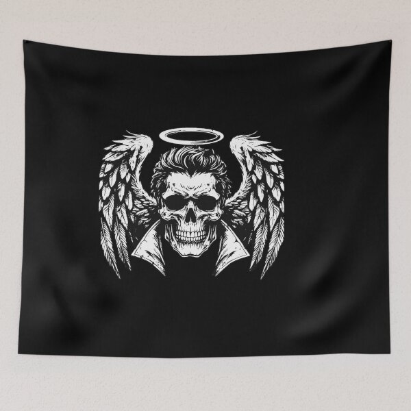 Item preview, Dark Art Skull Angel Face with Wings Horror Grunge Vintage designed and sold by MORSPECTIVE.