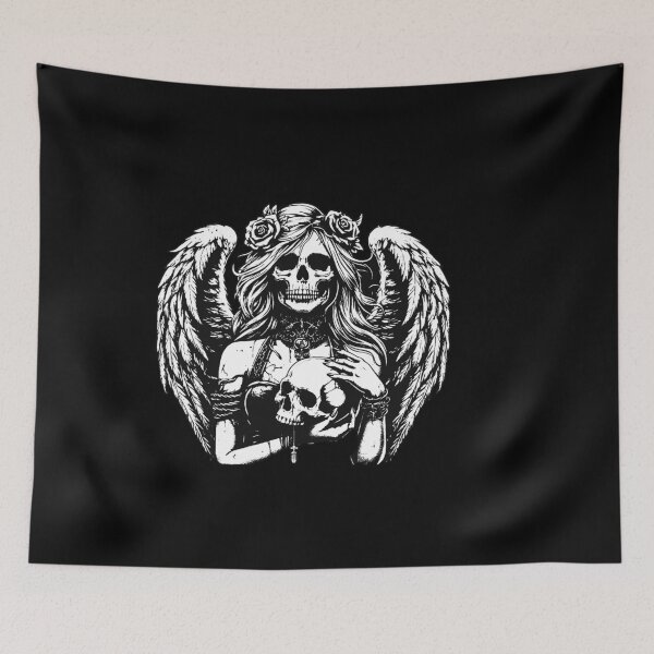 Item preview, Dark Art Skull Angel Face with Wings Horror Grunge Vintage designed and sold by MORSPECTIVE.