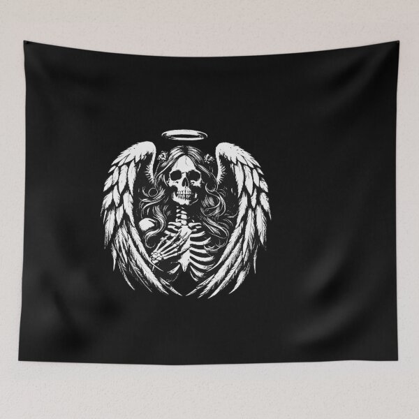 Item preview, Dark Art Skull Angel Face with Wings Horror Grunge Vintage designed and sold by MORSPECTIVE.