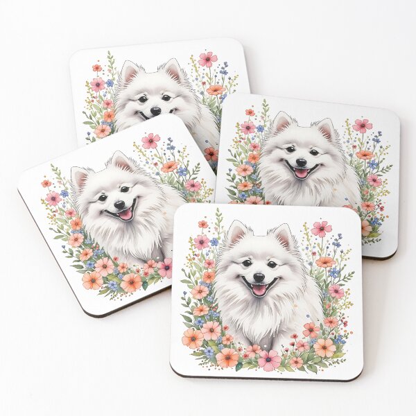 Item preview, Japanese Spitz And Flowers designed and sold by TheAnimalZ00.