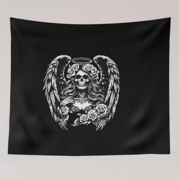 Item preview, Dark Art Skull Angel Face with Wings Horror Grunge Vintage designed and sold by MORSPECTIVE.