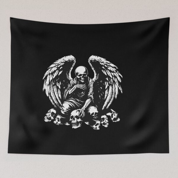 Item preview, Dark Art Skull Angel Face with Wings Horror Grunge Vintage designed and sold by MORSPECTIVE.