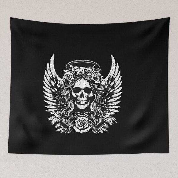 Item preview, Dark Art Skull Angel Face with Wings Horror Grunge Vintage designed and sold by MORSPECTIVE.