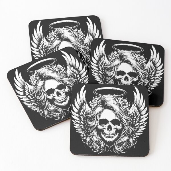 Item preview, Dark Art Skull Angel Face with Wings Horror Grunge Vintage designed and sold by MORSPECTIVE.