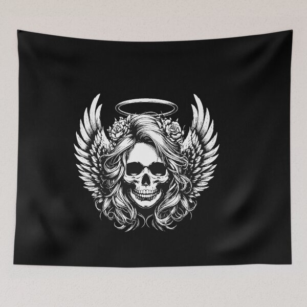 Item preview, Dark Art Skull Angel Face with Wings Horror Grunge Vintage designed and sold by MORSPECTIVE.