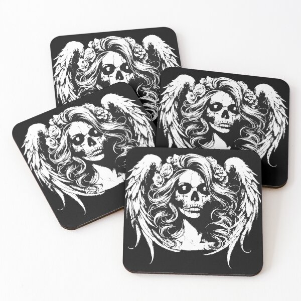 Item preview, Dark Art Skull Angel Face with Wings Horror Grunge Vintage designed and sold by MORSPECTIVE.