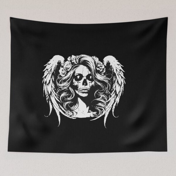 Item preview, Dark Art Skull Angel Face with Wings Horror Grunge Vintage designed and sold by MORSPECTIVE.