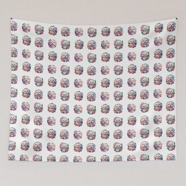 Item preview, Cute Maltese Puppies And Flowers designed and sold by TheAnimalZ00.