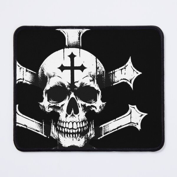 Item preview, Dark Art Skull Head With Cross Sign Bone Tattoo Grunge Vintage designed and sold by MORSPECTIVE.