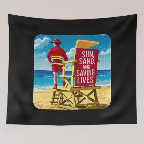 Item preview, ''Sun, Sand and Saving lives'' Vintage Swimming Couch Lifeguard T-Shirt designed and sold by Witty Shirts.