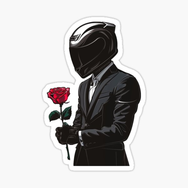Biker with Rose Sticker