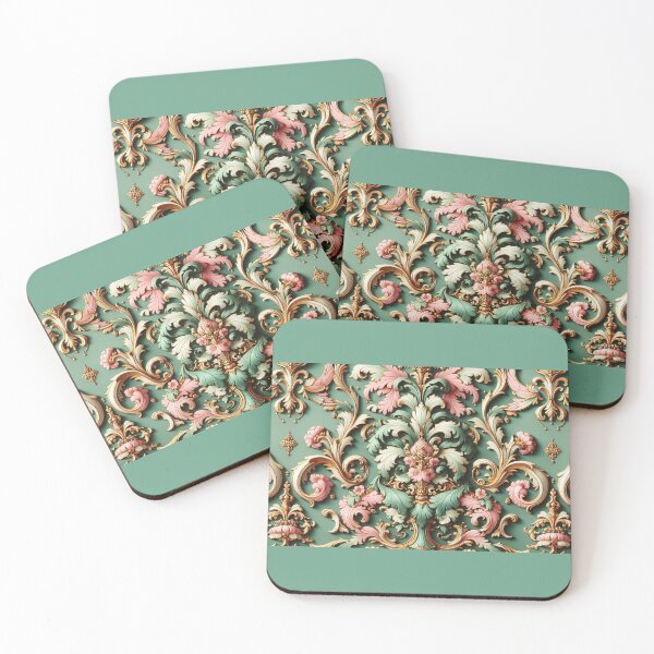 Item preview, Matte Green & Pink Rococo designed and sold by DesignsByPrnces.