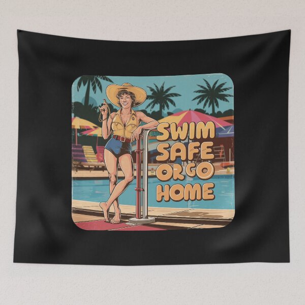 Item preview, ''Swim Safe or Go Home'' Funny Swim Couch Lifeguard T-Shirt designed and sold by Witty Shirts.
