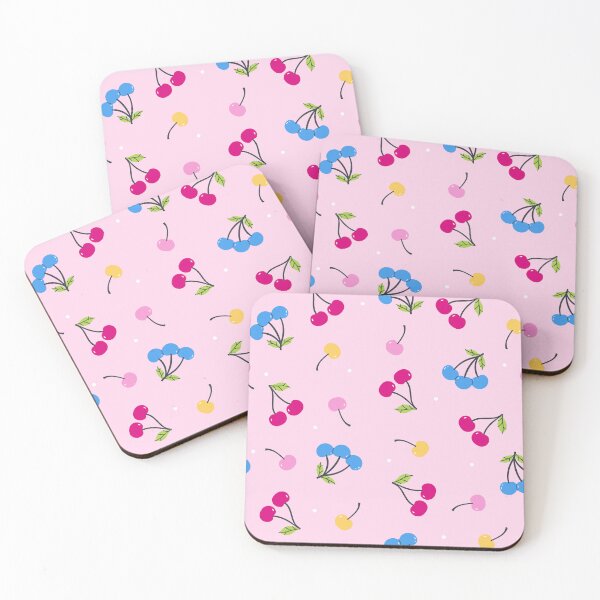 Item preview, multi-colored cherries on a pink background designed and sold by burbura.
