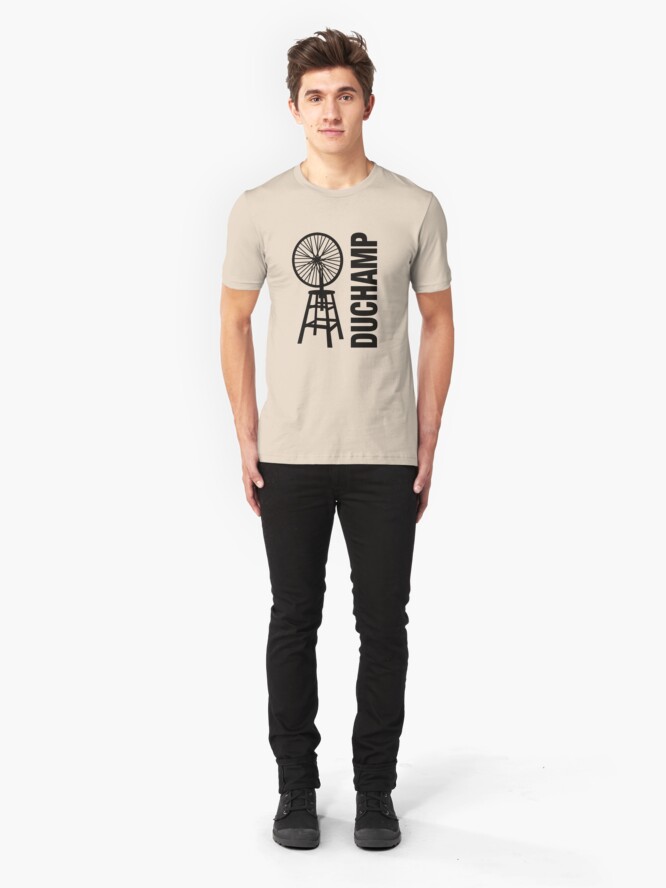 Alternate view of Marcel Duchamp's Bicycle Wheel Sculpture Slim Fit T-Shirt