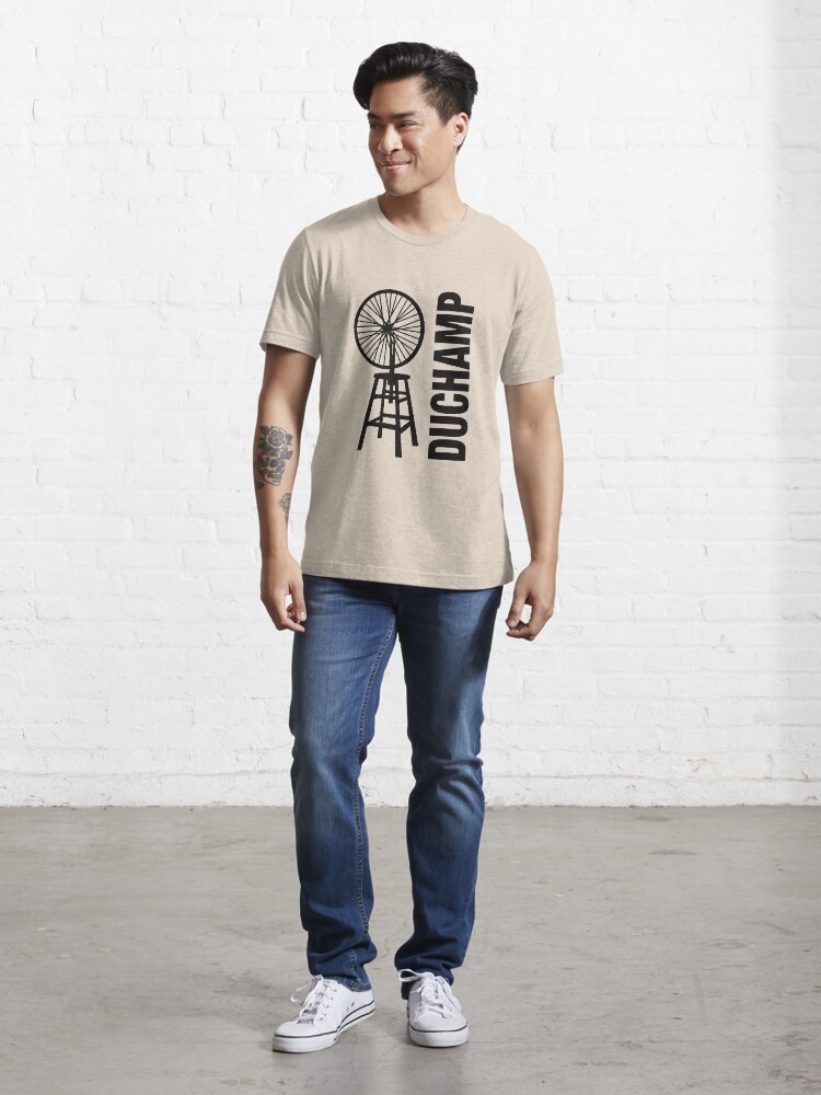 Alternate view of Marcel Duchamp's Bicycle Wheel Sculpture Essential T-Shirt