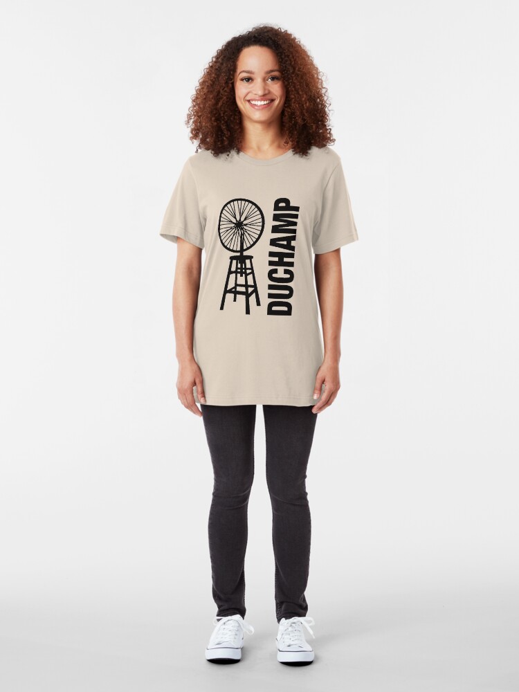 Alternate view of Marcel Duchamp's Bicycle Wheel Sculpture Slim Fit T-Shirt