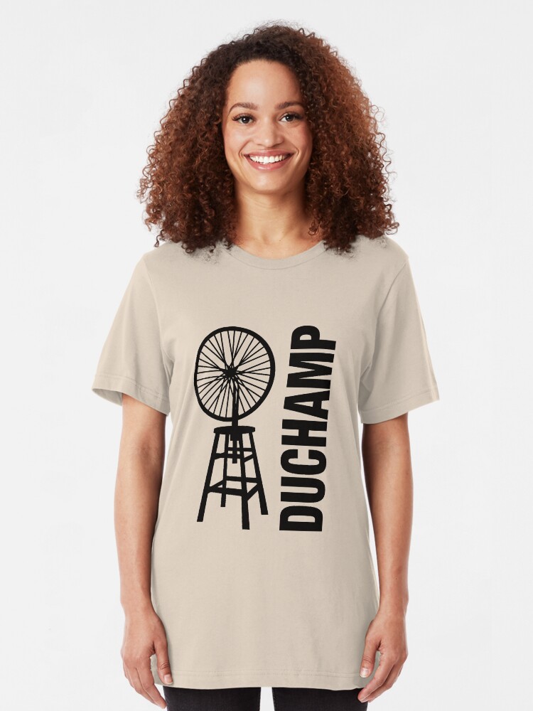 Alternate view of Marcel Duchamp's Bicycle Wheel Sculpture Slim Fit T-Shirt
