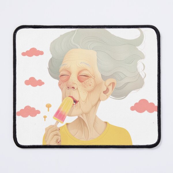 Item preview, Charming Elderly Woman with Popsicle - Sweet Retro Art designed and sold by nshaltiel.