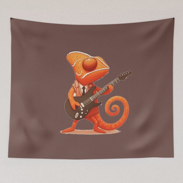 Item preview, Orange Cool Chemeleon Big Eye Playing Music Brown Guita designed and sold by Nanthanon.