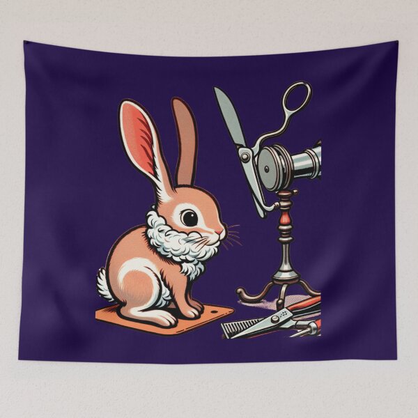 Item preview, a cheerful rabbit at the hairdresser's designed and sold by Kinia1982.
