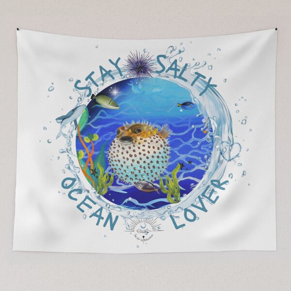 Item preview, Ocean lover Stay salty, puffer fish designed and sold by GabiVitryArt.