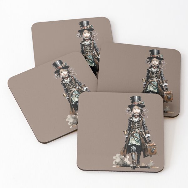 Item preview, Steampunk girl with suitcase and leather coat designed and sold by IHImage.