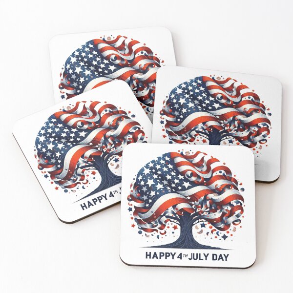 Item preview, American Flag Tree Happy 4th July Day designed and sold by Nanthanon.