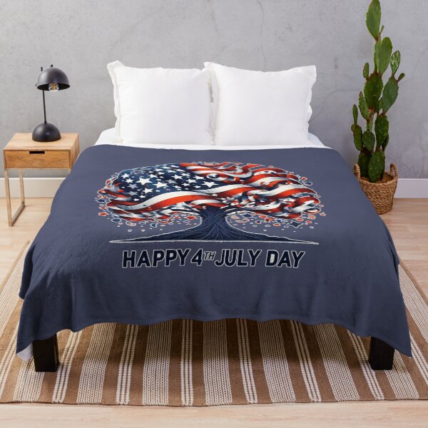 Item preview, American Flag Tree Happy 4th July Day designed and sold by Nanthanon.