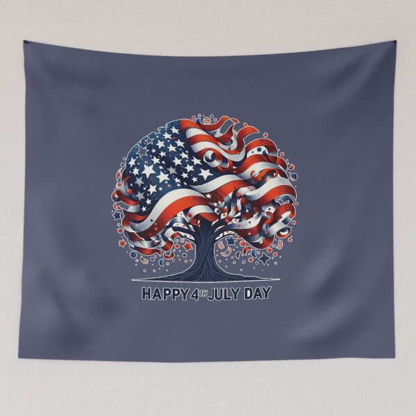 Item preview, American Flag Tree Happy 4th July Day designed and sold by Nanthanon.