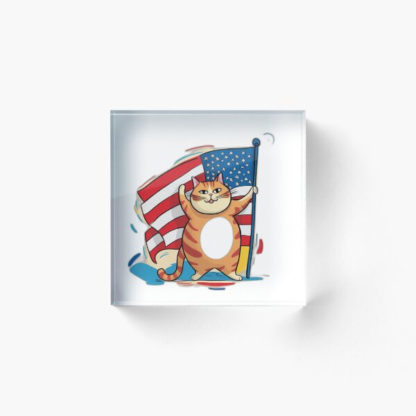 Item preview, Patriotic American fat cat flies his flag designed and sold by Eeconte.
