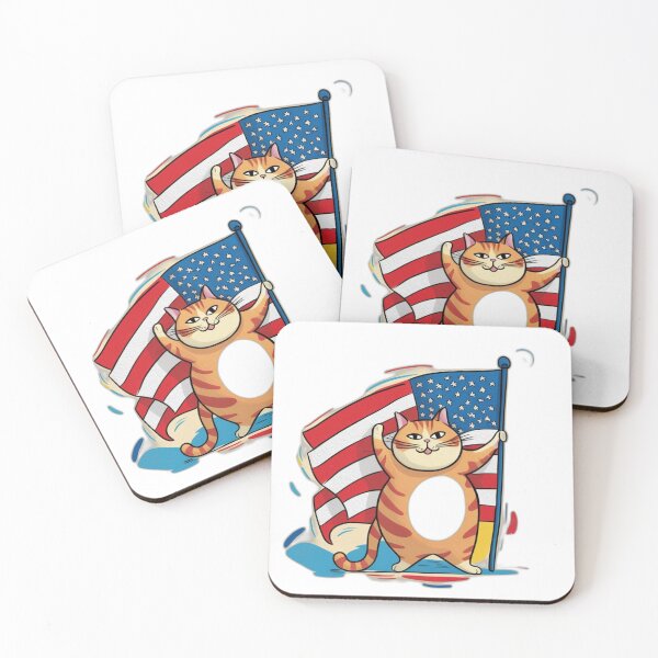 Item preview, Patriotic American fat cat flies his flag designed and sold by Eeconte.
