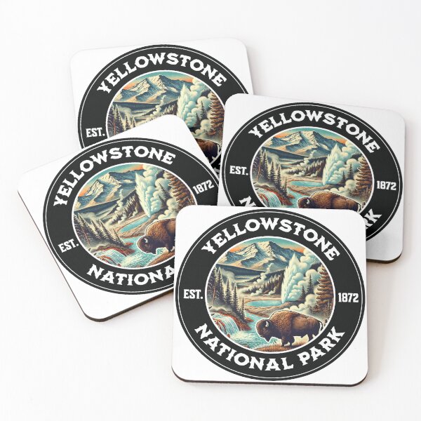 Artikelvorschau, Yellowstone Nationalpark, gegründet 1872, Retro-Design entworfen und verkauft von CALIMASHIRTS.