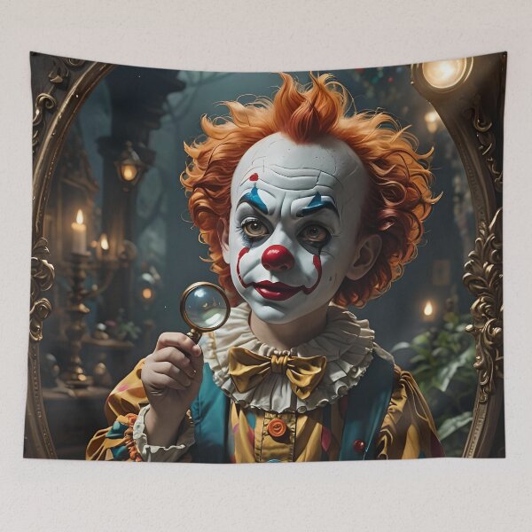 Aperçu de l'œuvre Enfant clown regardant dans un miroir magique créée et vendue par DifferentPOV.